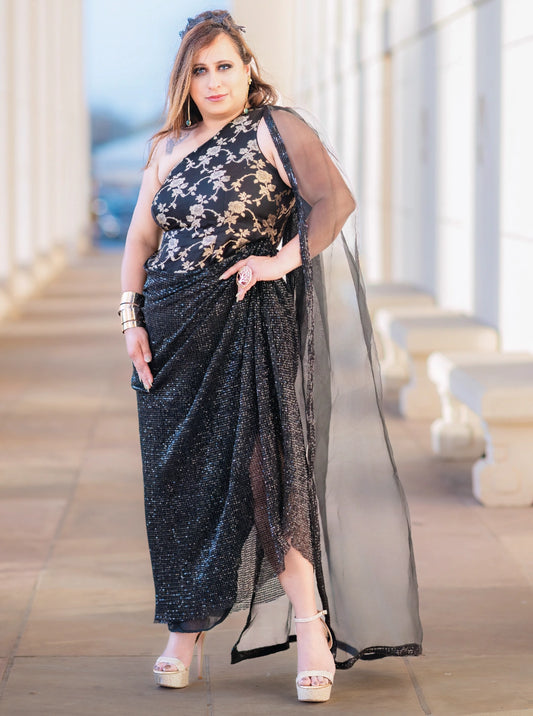 Midnight Majesty One-Shoulder Gown