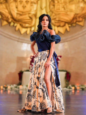 Midnight Garden Off-Shoulder Gown