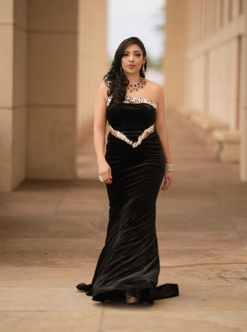 Noir Elegance Embellished Gown