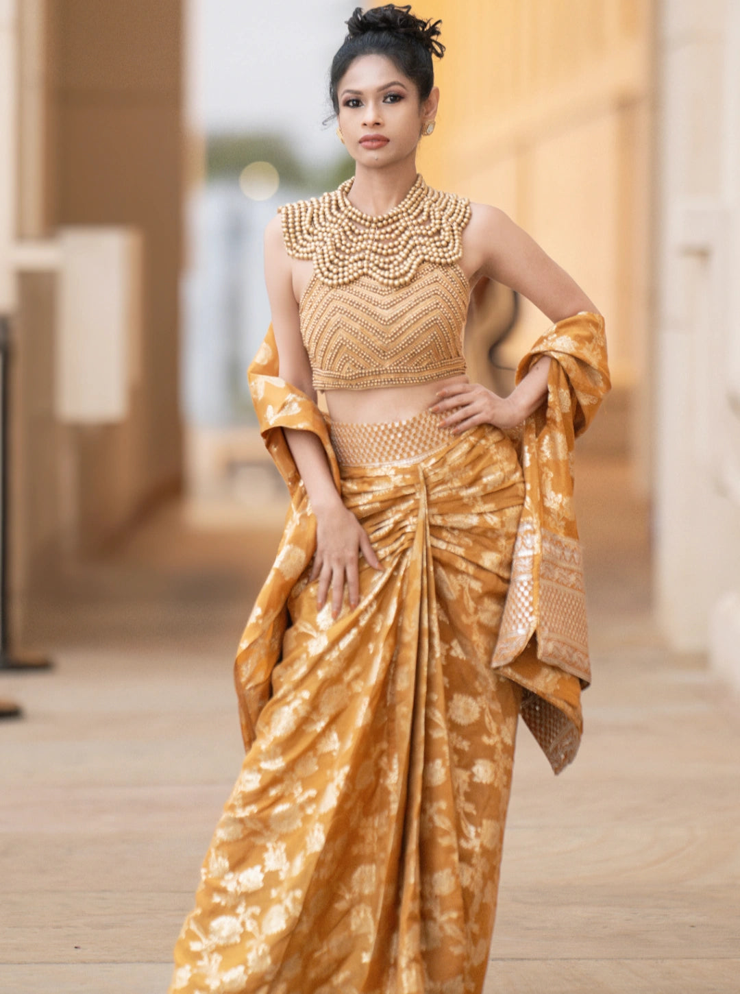 Golden Heritage Embroidered Saree