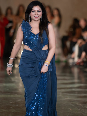 Blue Stardust Sequin Gown