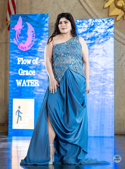 Celestial Sapphire Slit Gown